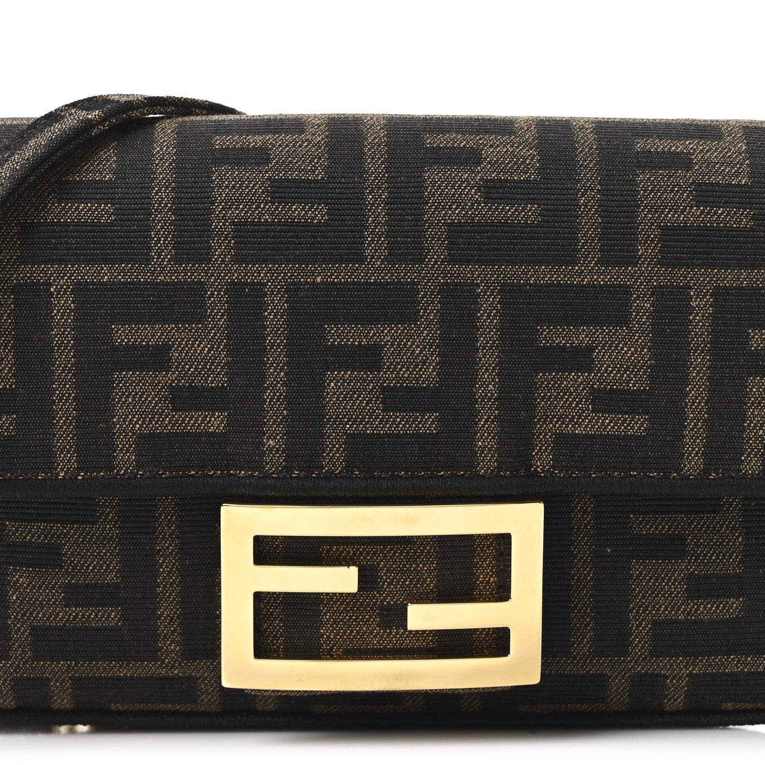 Fendi Fabric Jacquard FF 1974 Mini Baguette Tobacco Moro Black 8 of 11
