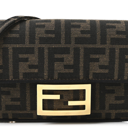 Fendi Fabric Jacquard FF 1974 Mini Baguette Tobacco Moro Black 8 of 11
