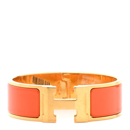 Hermes Enamel Wide Clic Clac H Bracelet GM Orange 1 of 6