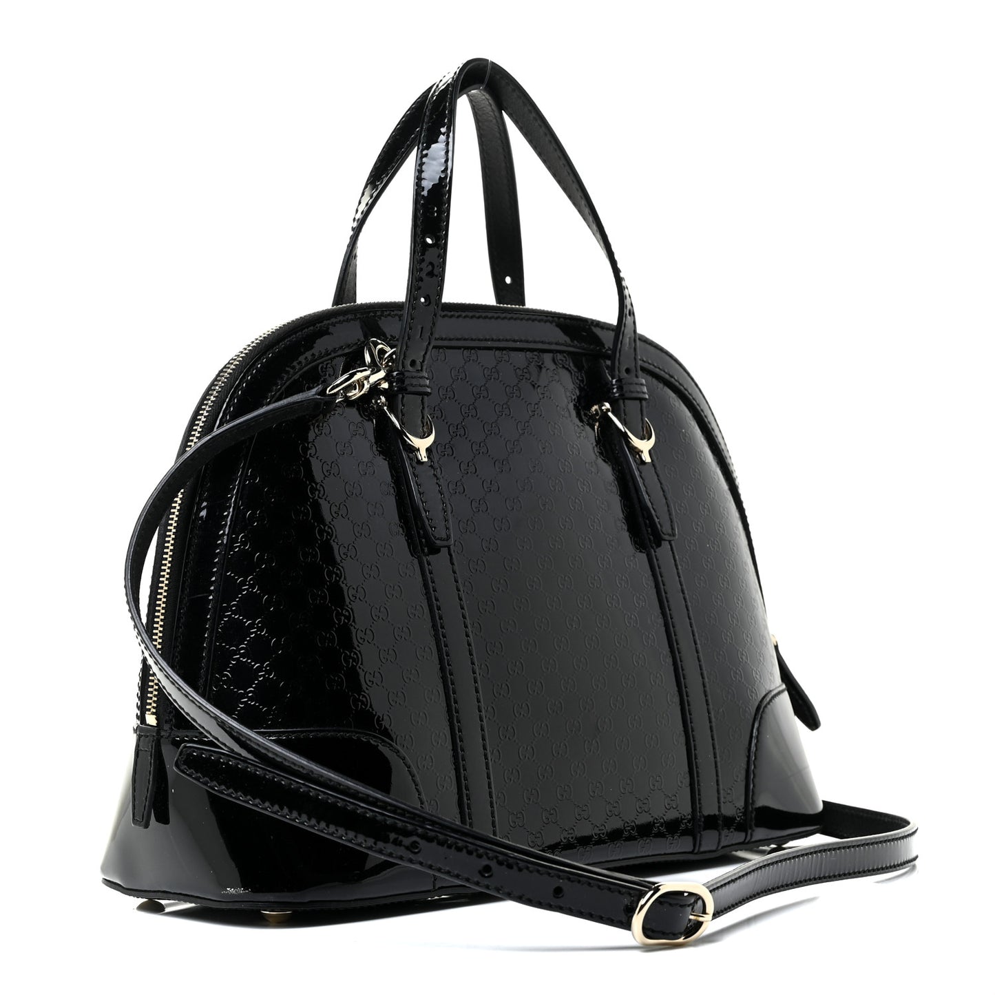 Patent Microguccissima Small Nice Top Handle Dome Bag Black