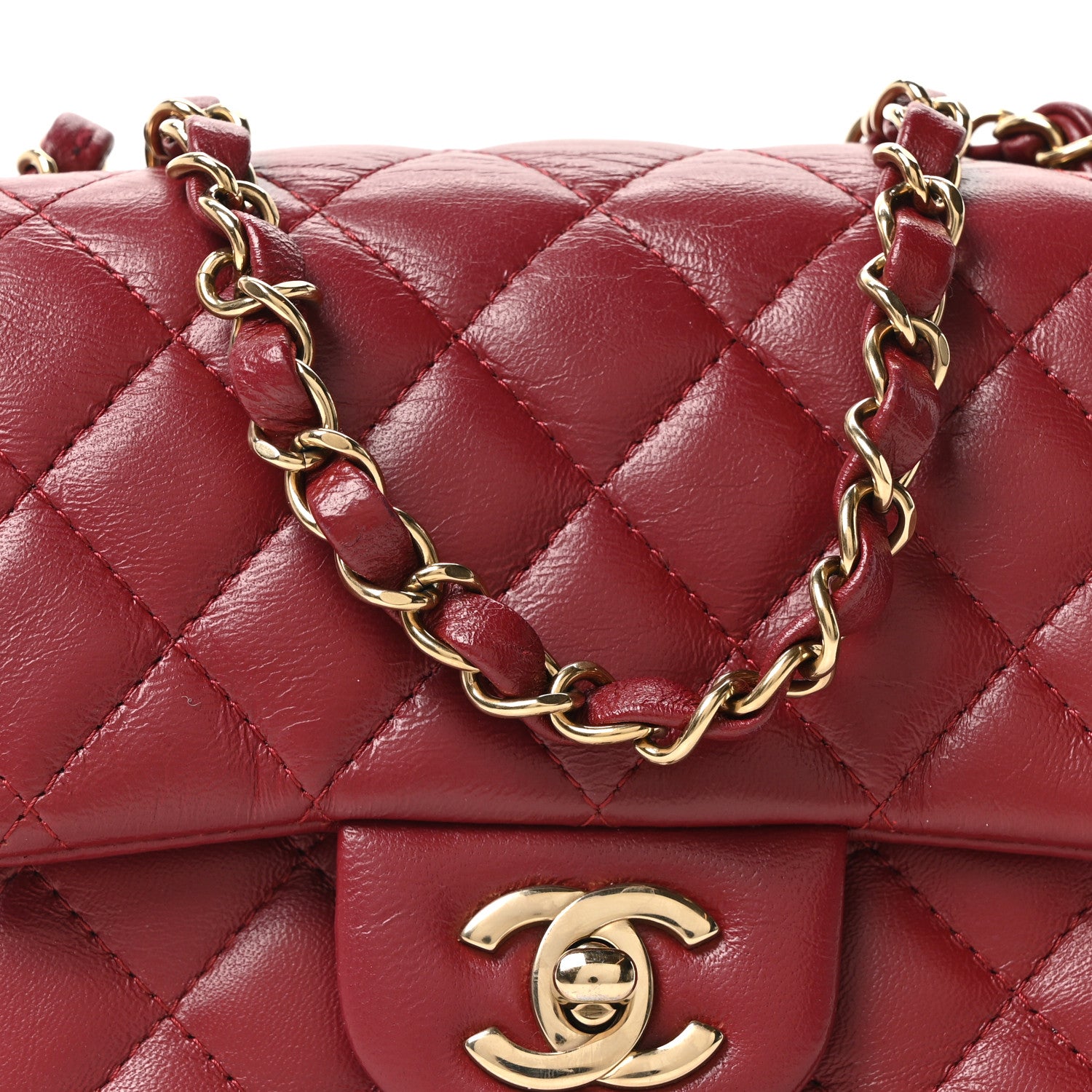 Chanel Lambskin Quilted Mini Square Flap Red 15 of 19