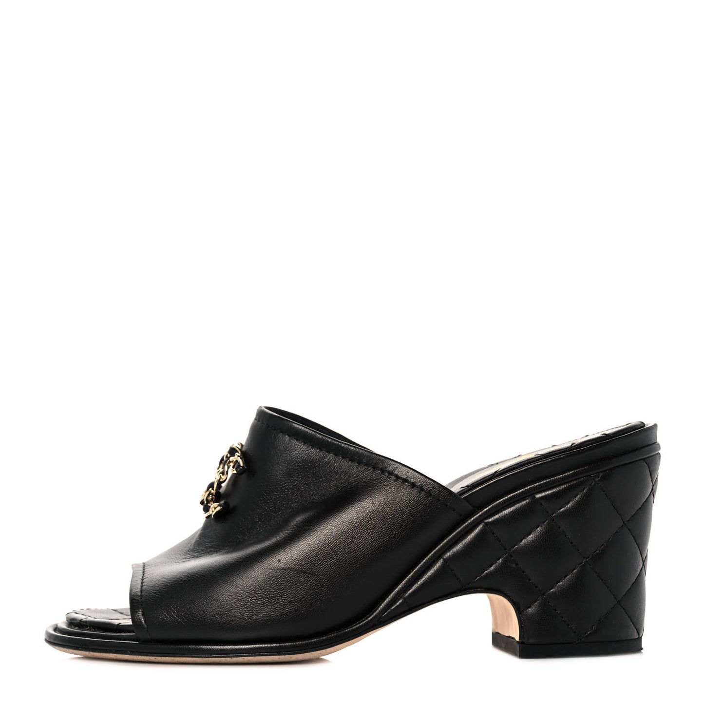 Lambskin Quilted CC Chain Mules 37 Black