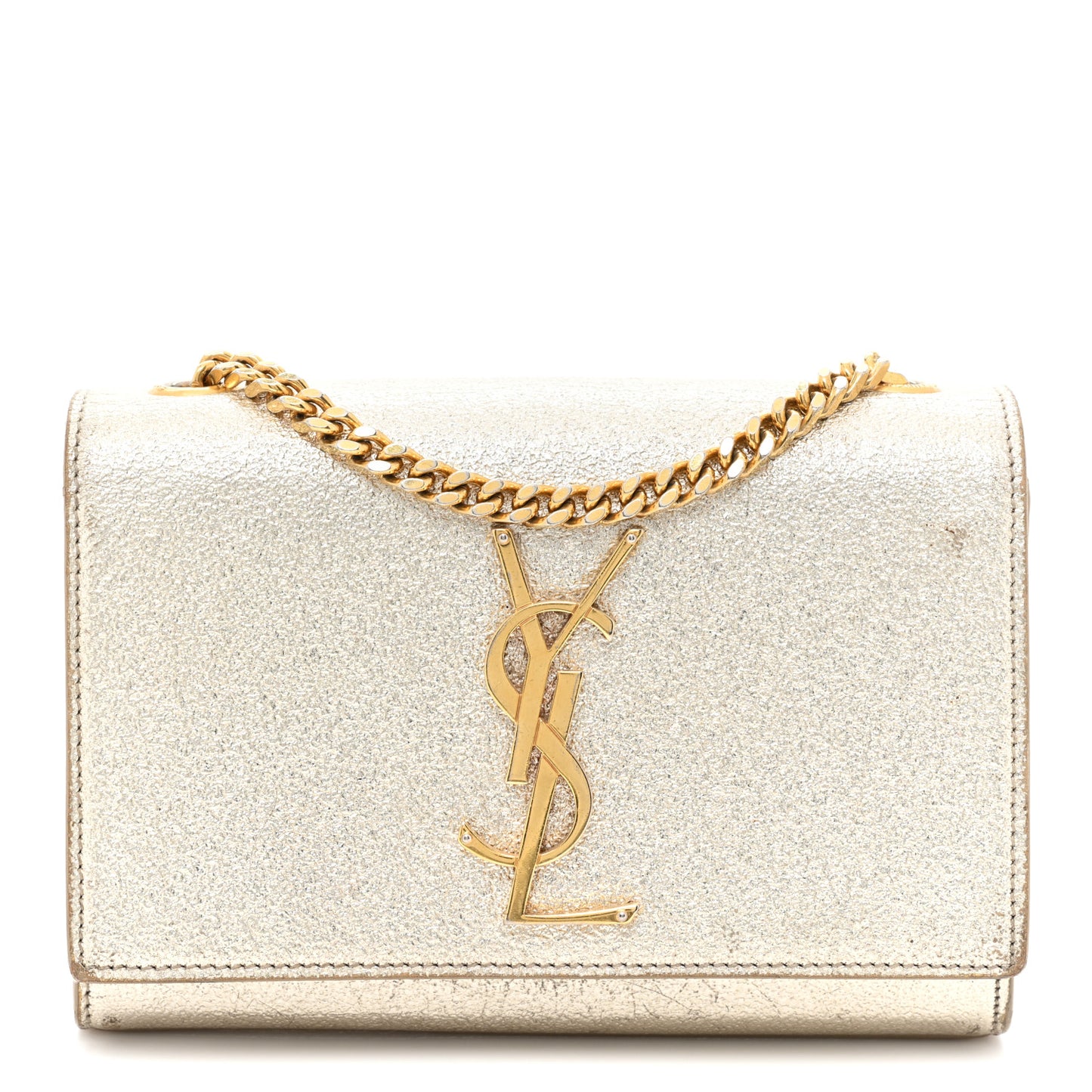 Metallic Calfskin Small Classic Monogram Kate Satchel Pale Gold