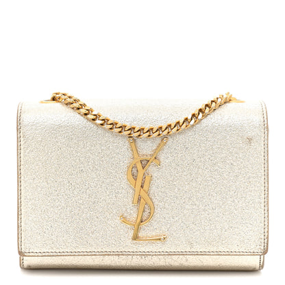 Saint Laurent Metallic Calfskin Small Classic Monogram Kate Satchel Pale Gold 1 of 17