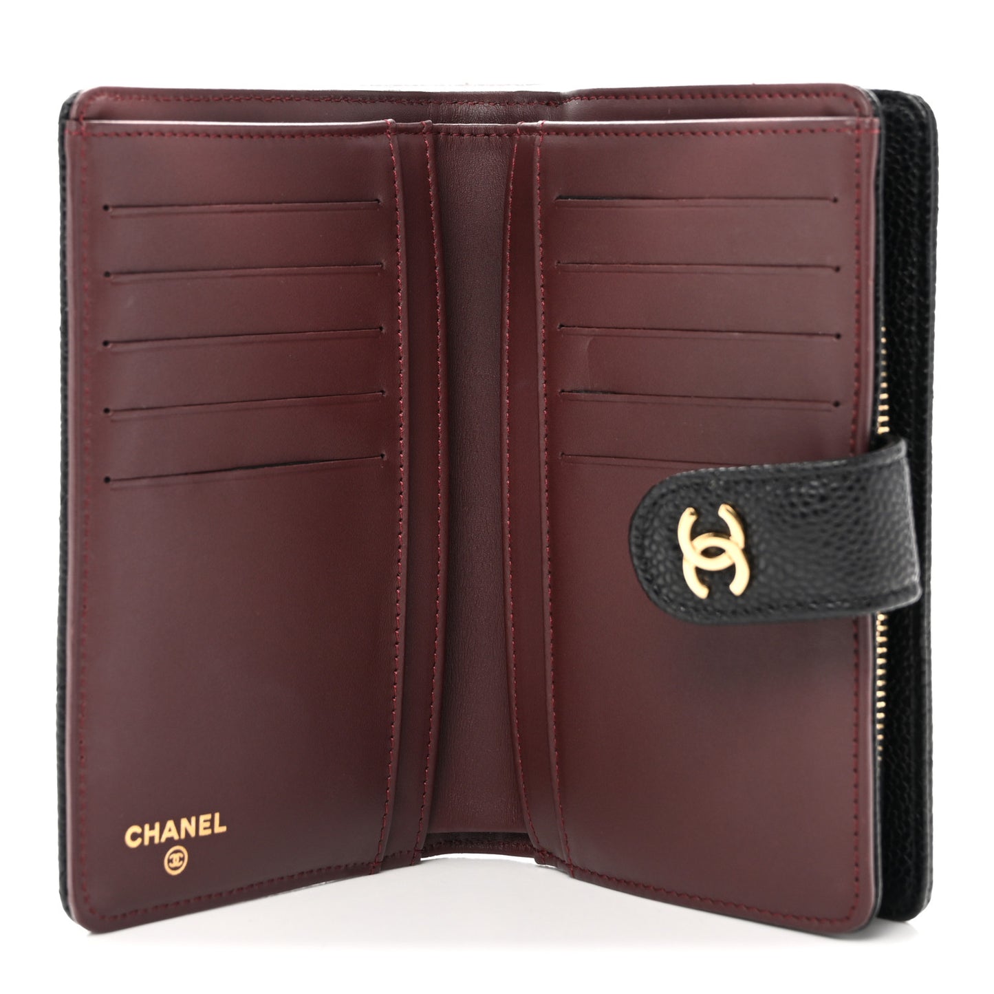 Caviar Quilted Zipped Pocket Wallet Black
