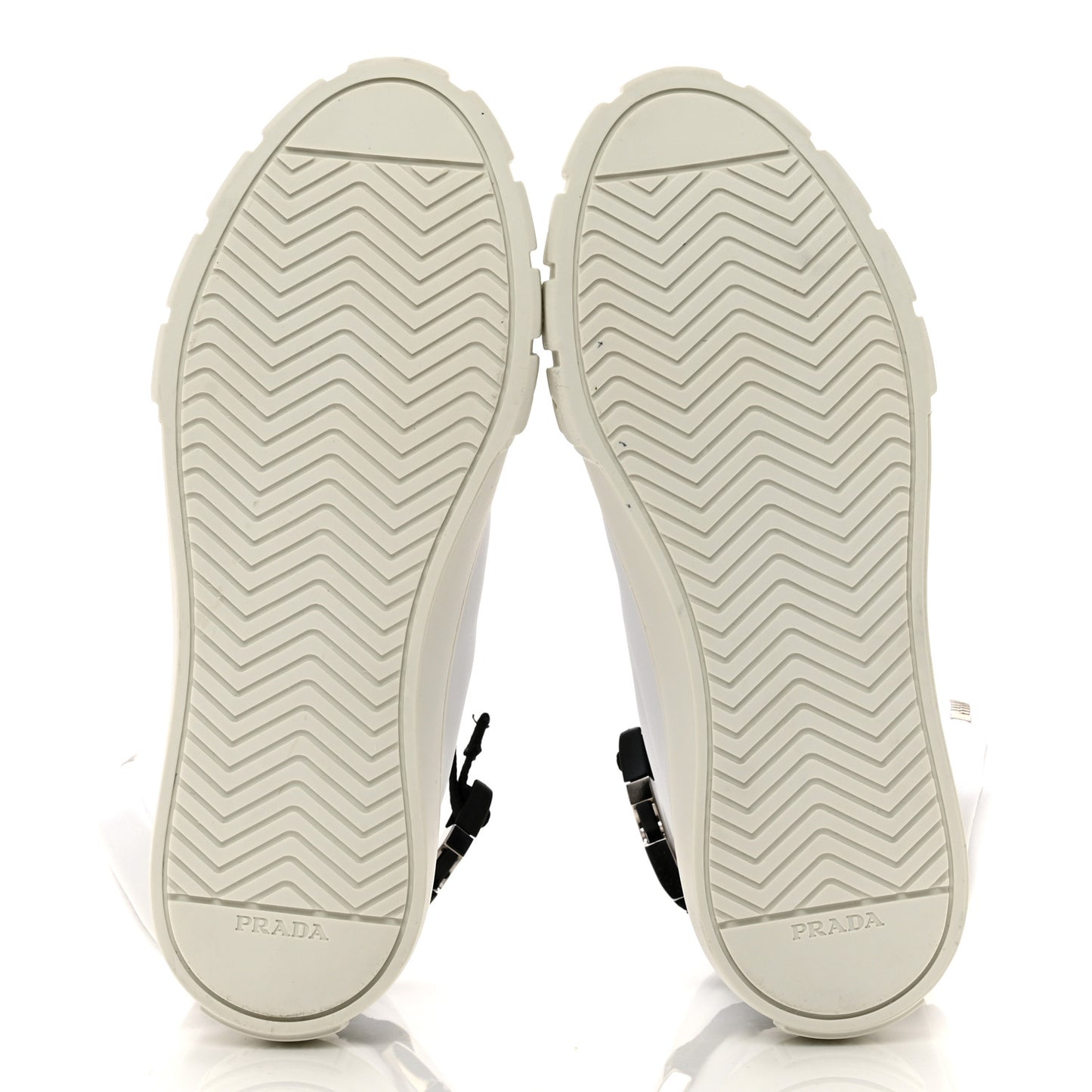 Re-Nylon Gabardine Metal Triangle Logo Wheel Pouch Pocket High Top Sneakers 38 White