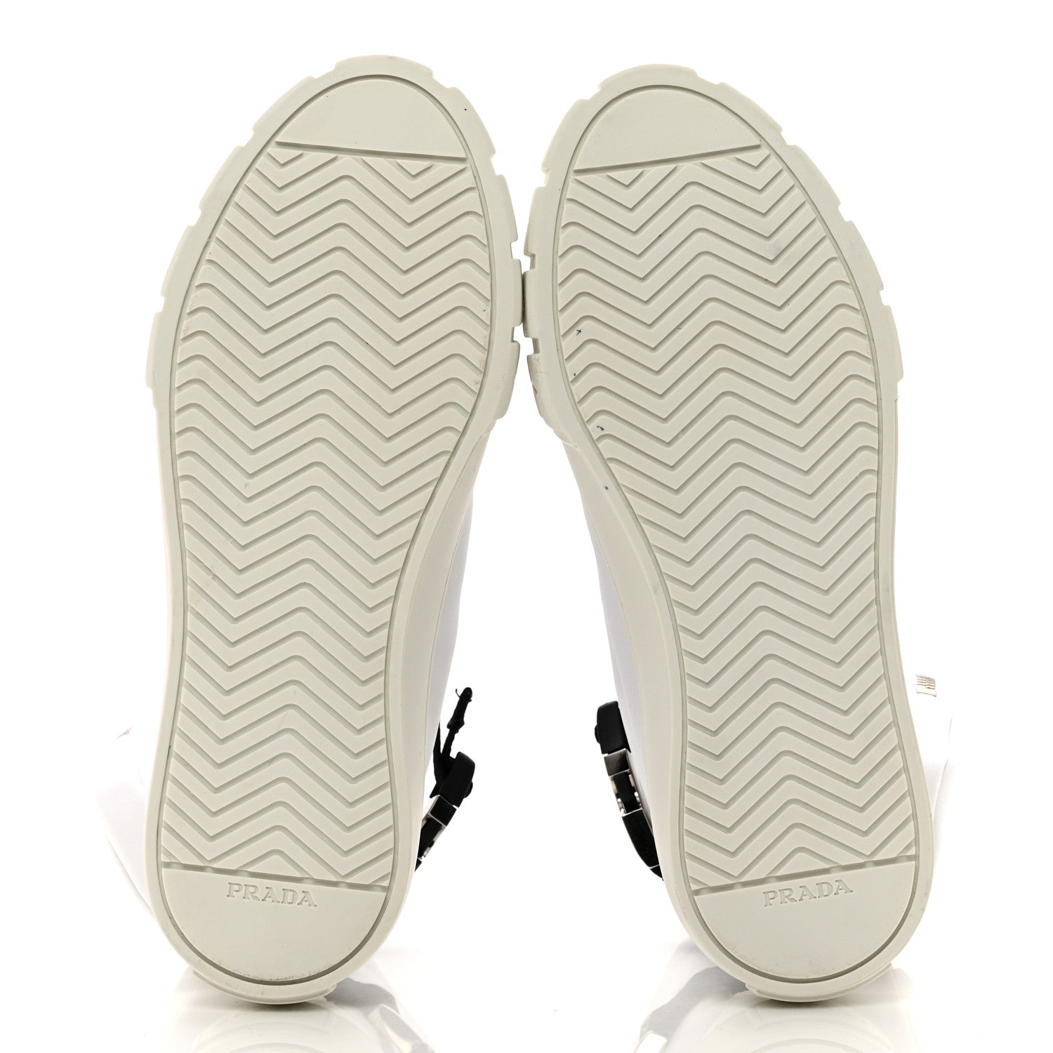 Prada Re-Nylon Gabardine Metal Triangle Logo Wheel Pouch Pocket High Top Sneakers 38 White 5 of 10