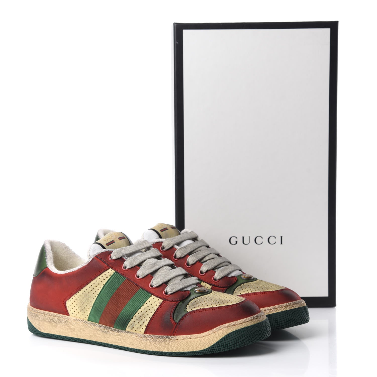 Gucci Nubuck Web Mens Screener Sneakers 9.5 Light Hibiscus Red Burro 10 of 10