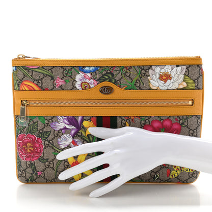 Gucci GG Supreme Monogram Flora Large Ophidia Pouch Clutch Beige Multicolor Crop 2 of 7