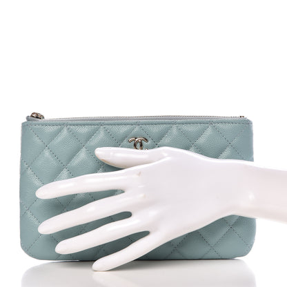 Chanel Caviar Quilted Cosmetic Case Light Blue 2 of 8