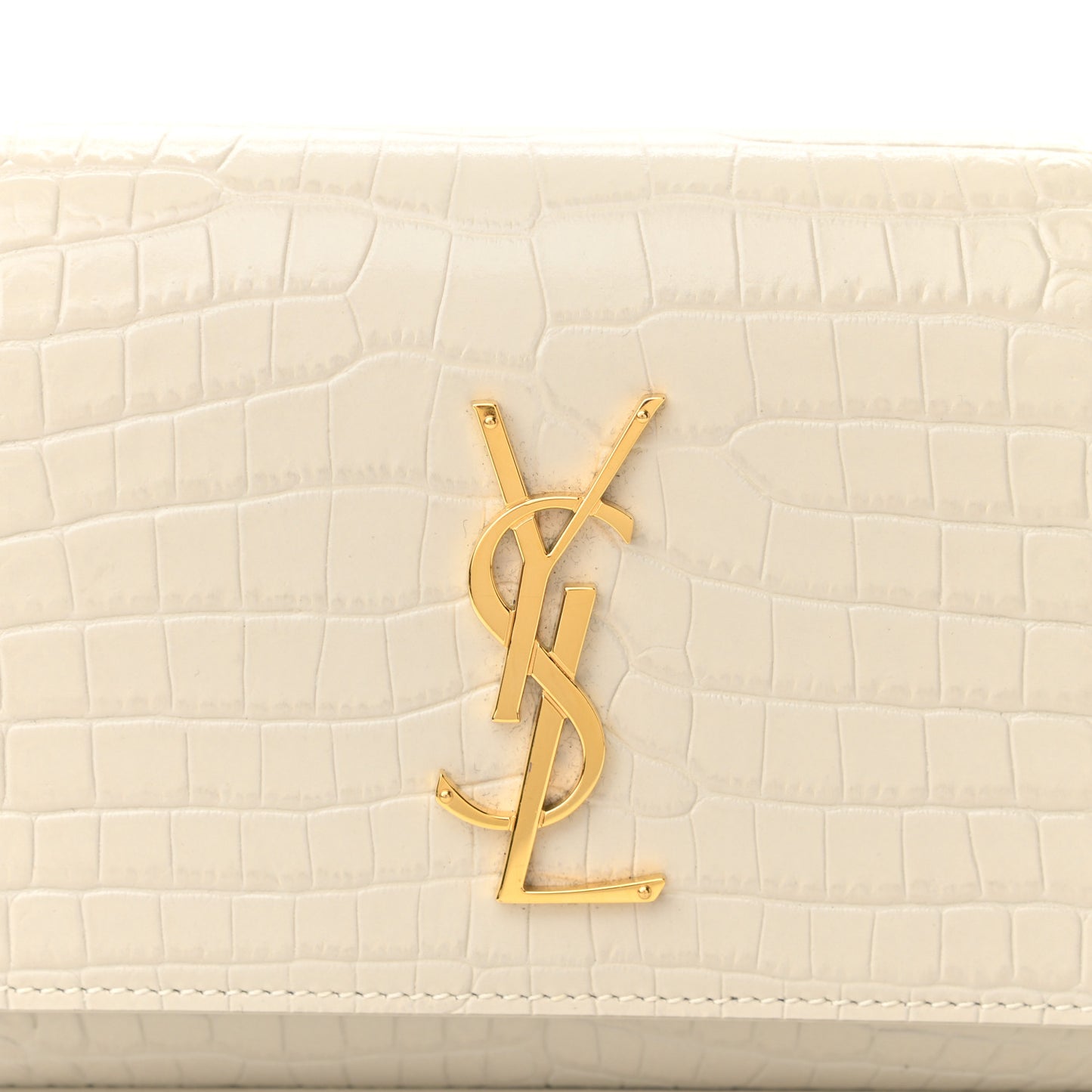 Calfskin Crocodile Embossed Monogram Kate Belt Bag Crema Soft