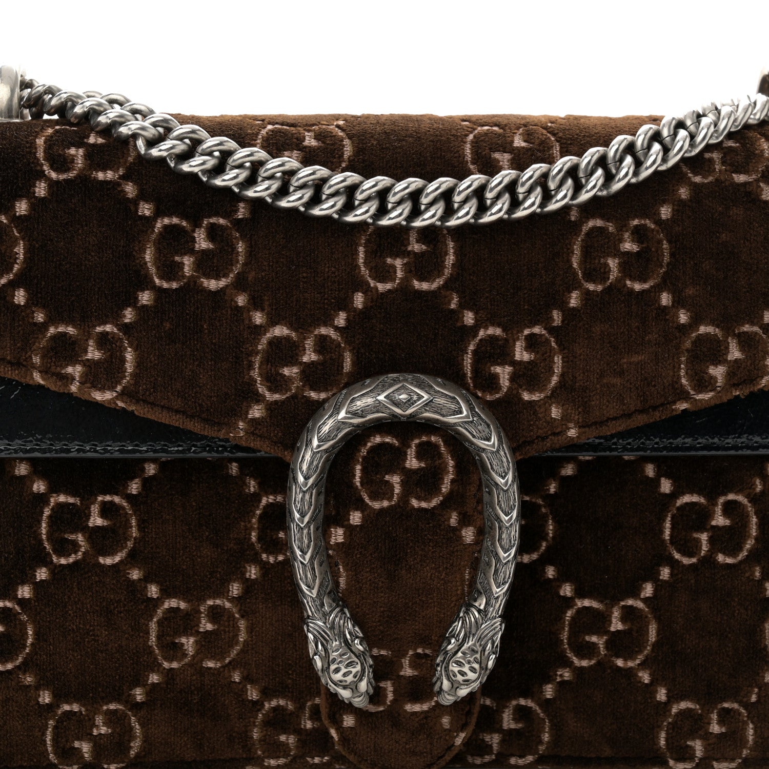 Gucci Velvet Skipper GG Monogram Small Dionysus Shoulder Bag Brown Black 9 of 11