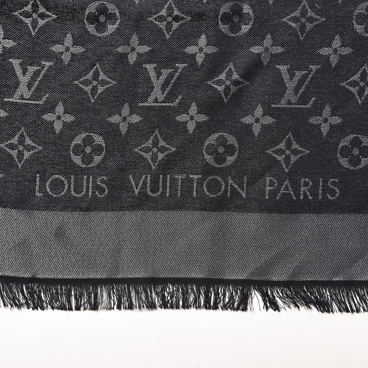 Silk Lurex Wool Monogram Shine Shawl Black