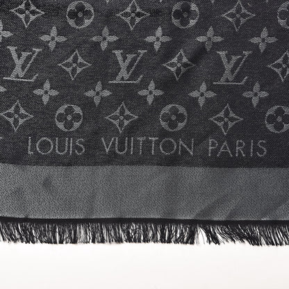 Louis Vuitton Silk Lurex Wool Monogram Shine Shawl Black 3 of 4
