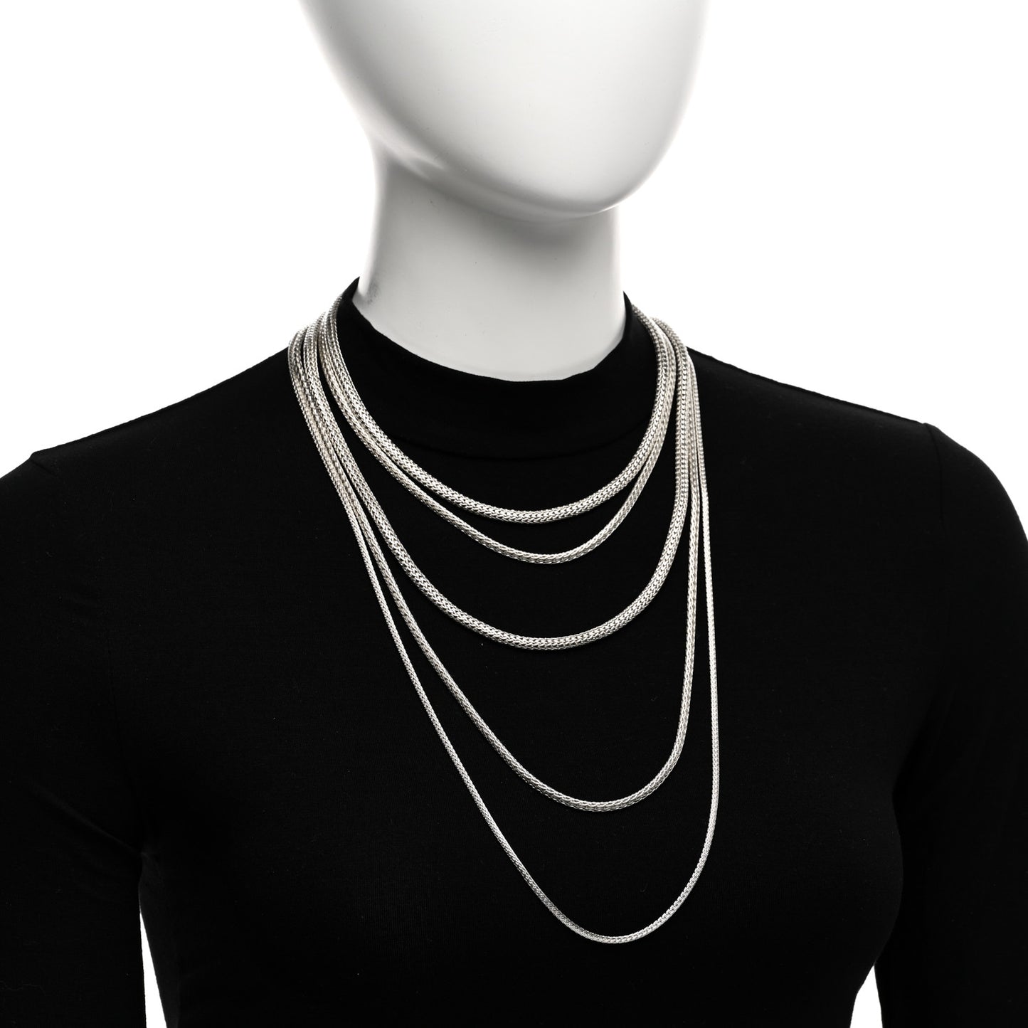 Sterling Silver Classic Chain Multi Row Necklace