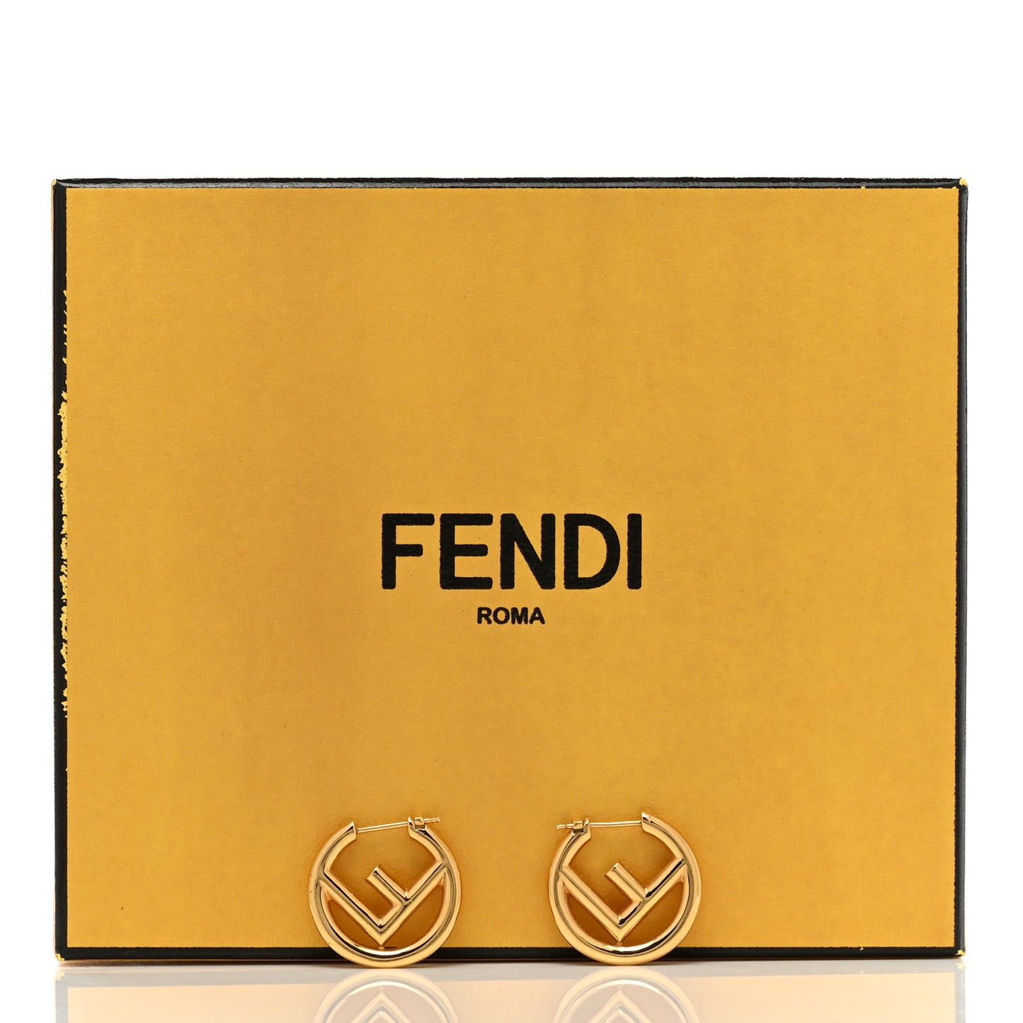 Metal FF Hoop Earrings Gold