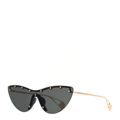 Gucci Metal Rimless Star Studded 90mm Cat Eye GG0666S Sunglasses Black Gold 1 of 7