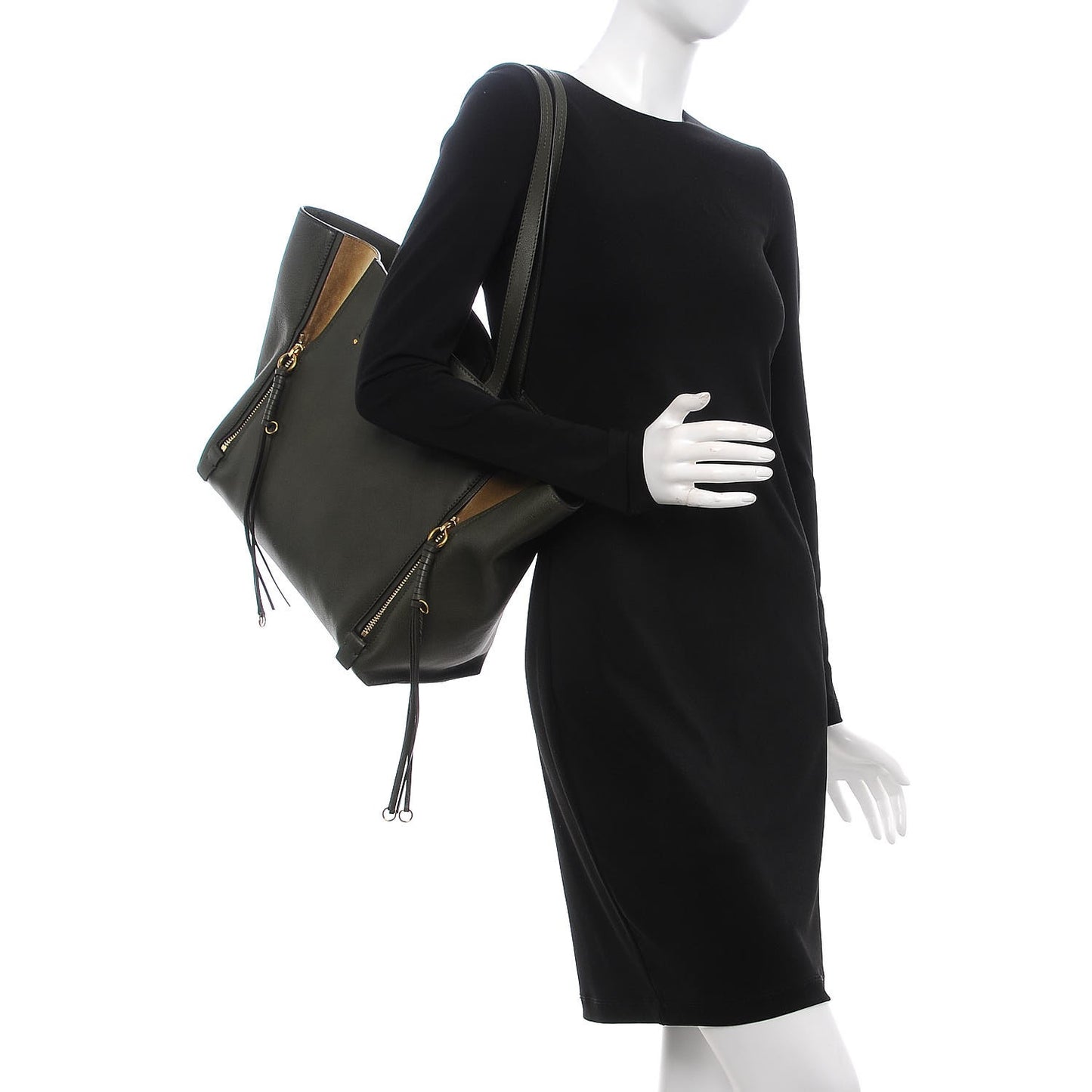 Smooth Calfskin Medium Milo Shopping Tote Midnight Green
