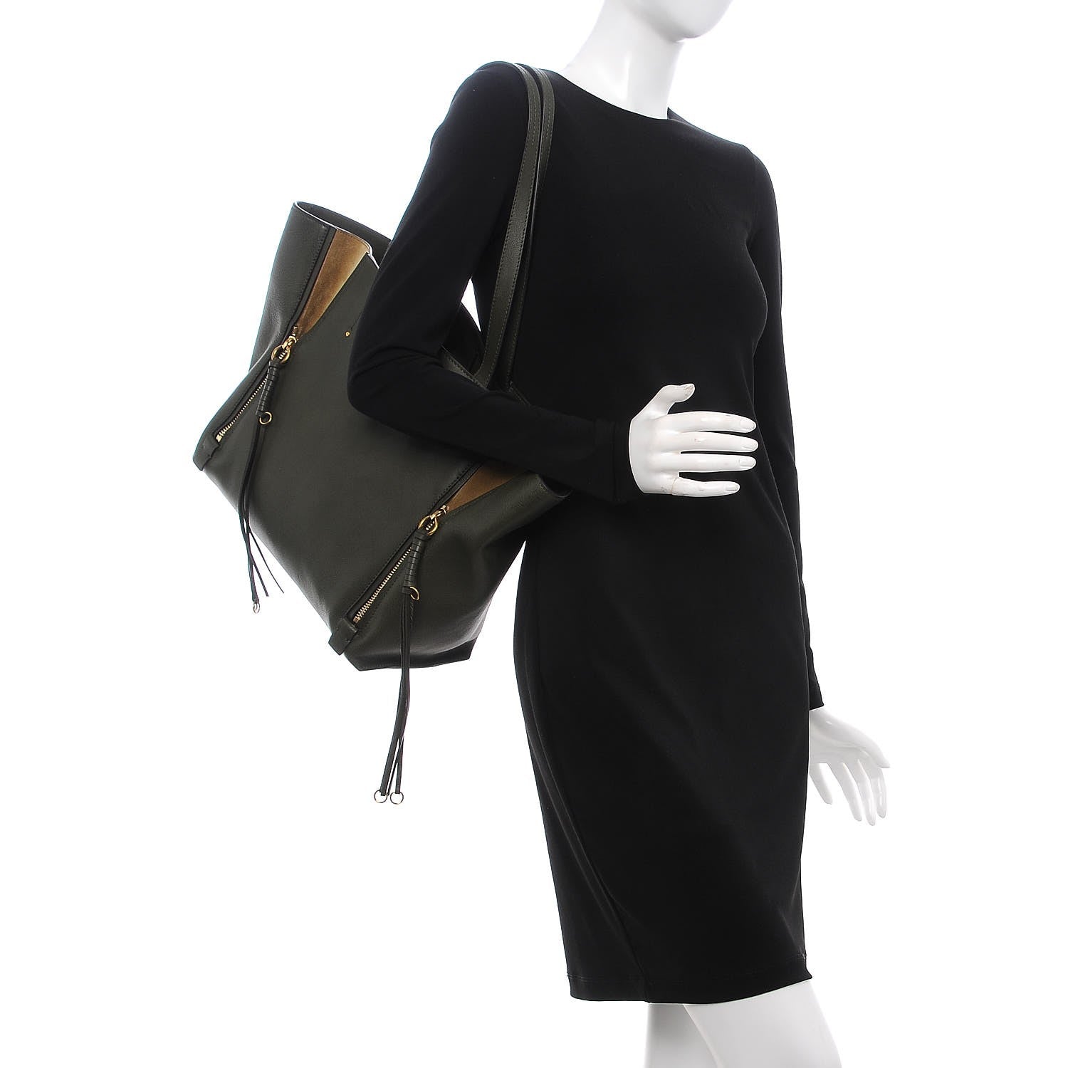 Chloe Smooth Calfskin Medium Milo Shopping Tote Midnight Green 2 of 8