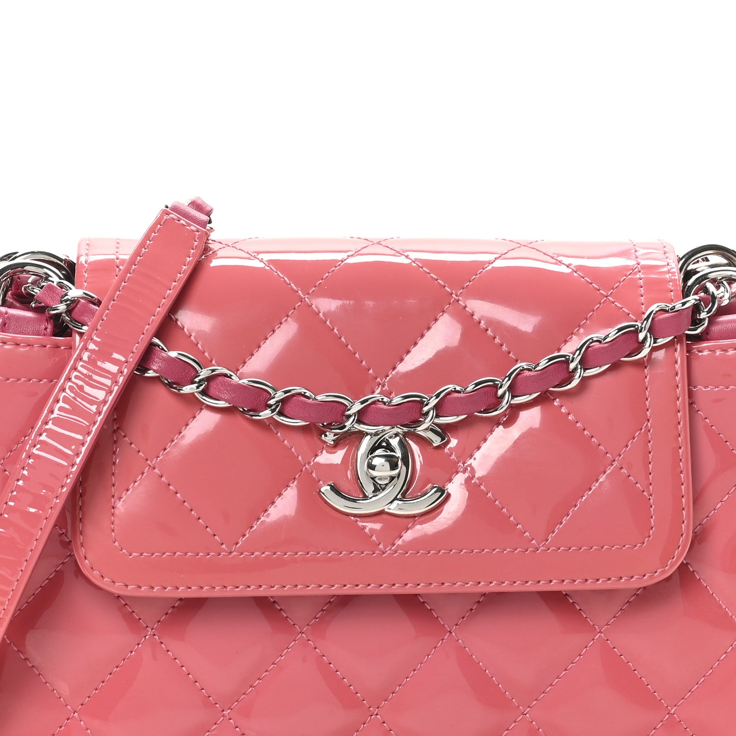 Patent Quilted Medium Coco Shine Accordion Flap Pink