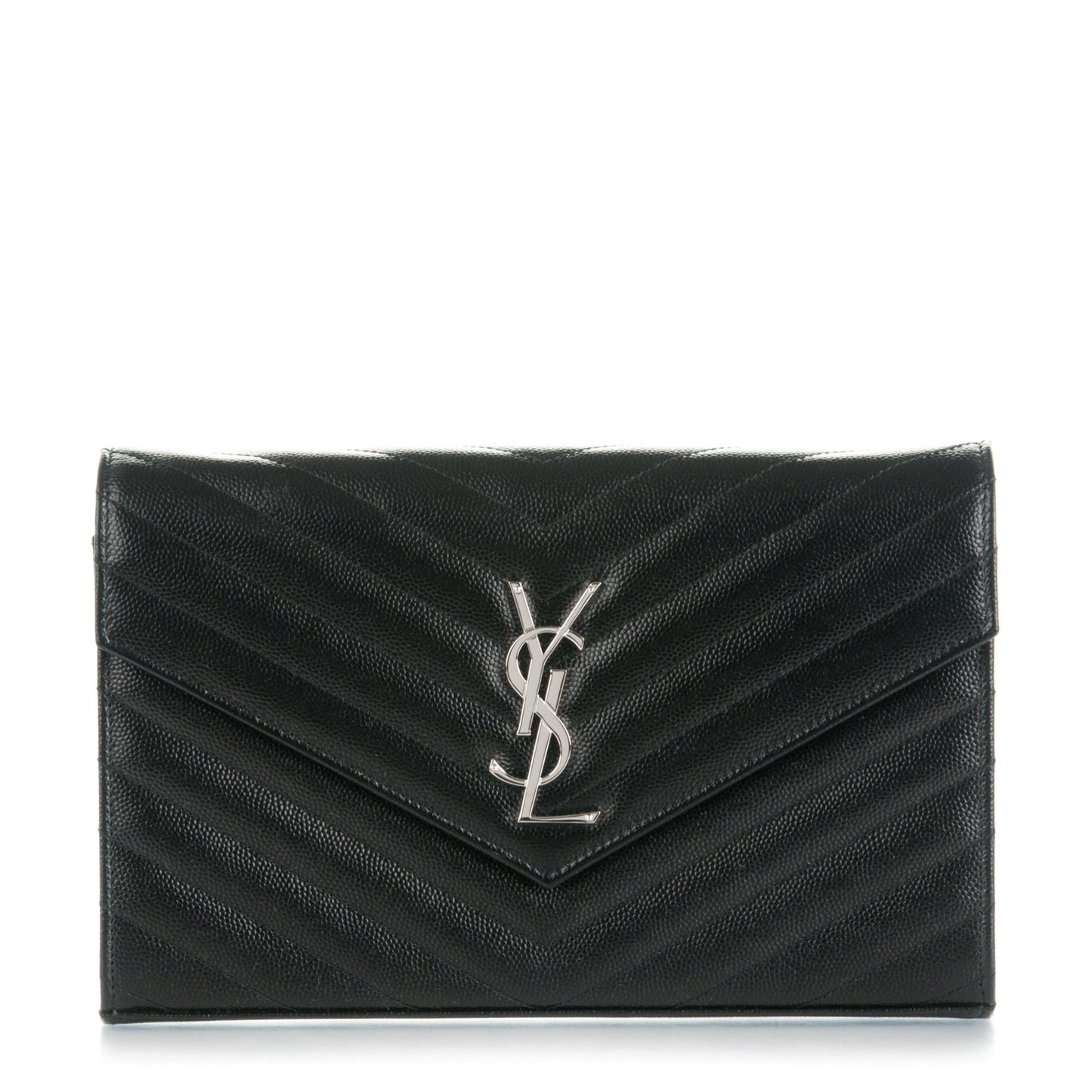 Grain De Poudre Matelasse Chevron Monogram Chain Wallet Black