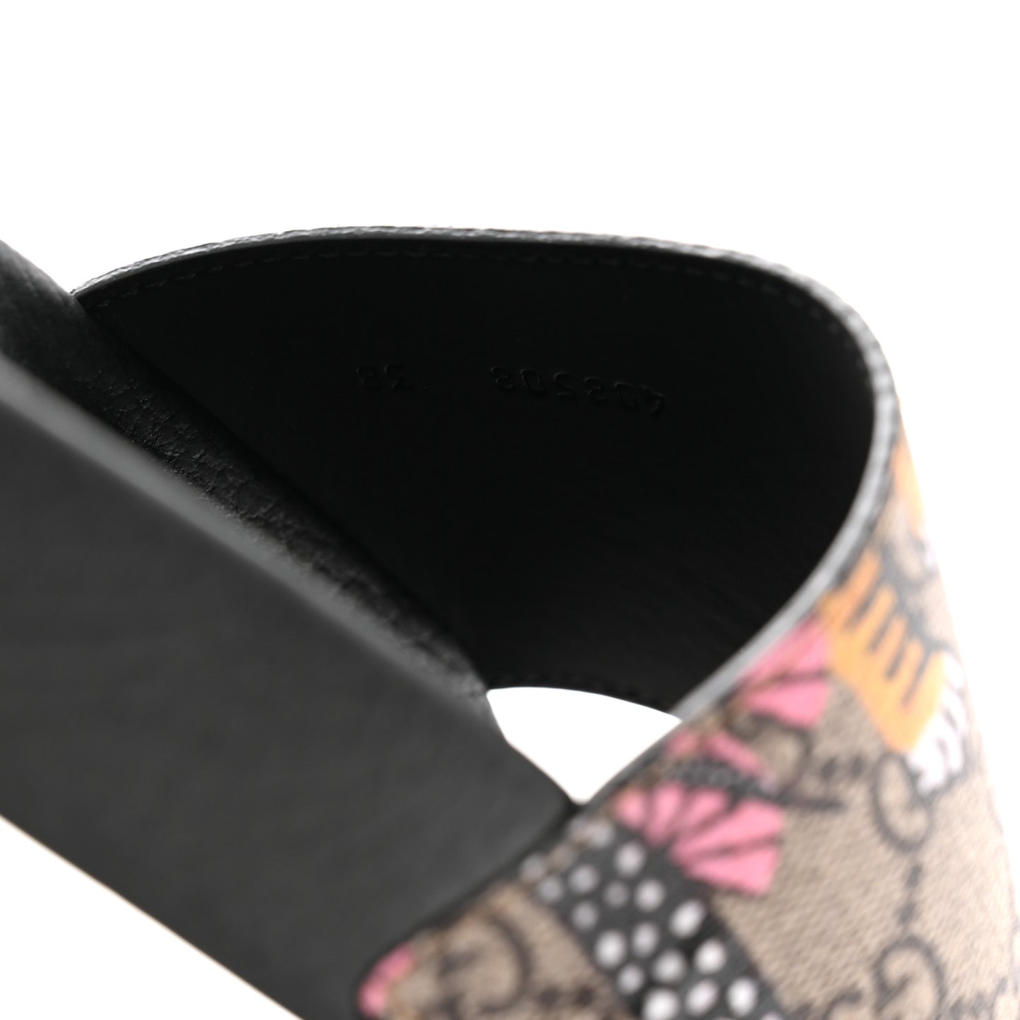 GG Supreme Monogram Bengal Slide Sandals 38 Beige Pink