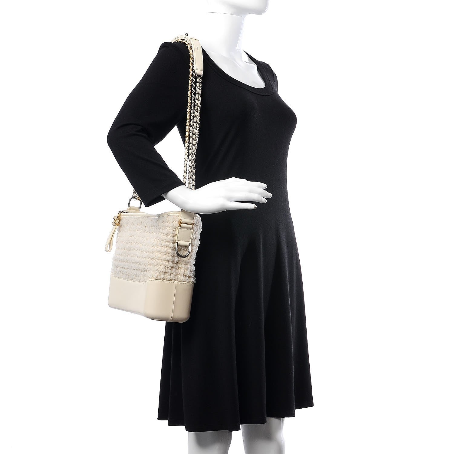 Chanel Tweed Calfskin Medium Gabrielle Hobo Ivory 2 of 9