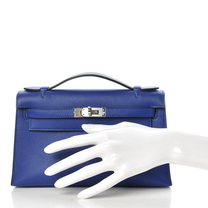 Hermes Swift Kelly Pochette Clutch Bleu Electrique 2 of 24