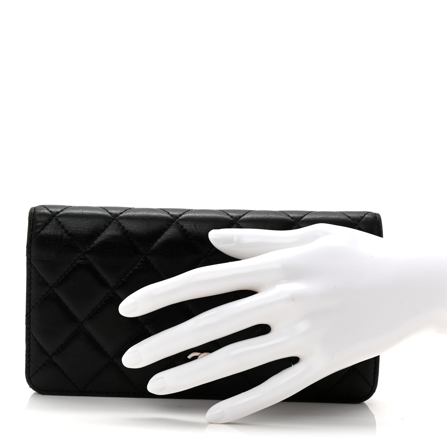 Lambskin Quilted Yen Wallet Black
