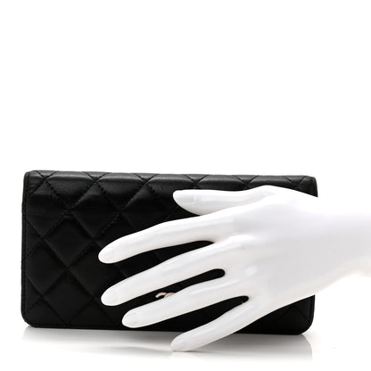 Chanel Lambskin Quilted Yen Wallet Black 2 of 8