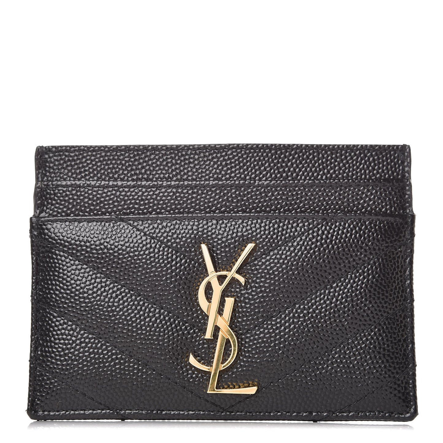 Grain De Poudre Matelasse Chevron Monogram Credit Card Case Black