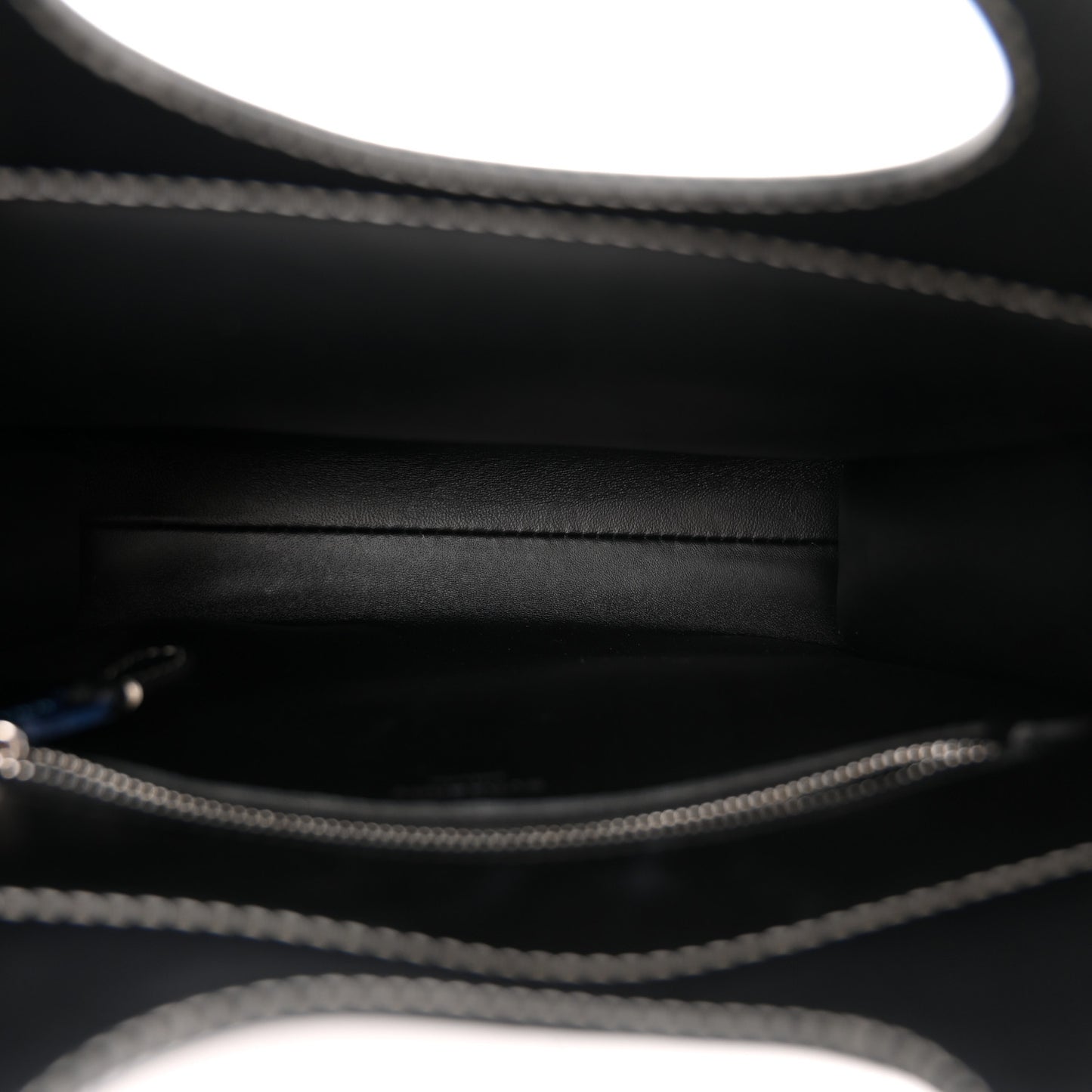 Smooth Calfskin Topstitched Mini Pocket Bag Black