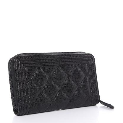 Chanel Caviar Quilted Small Boy Zip Around Wallet Black 3 of 9