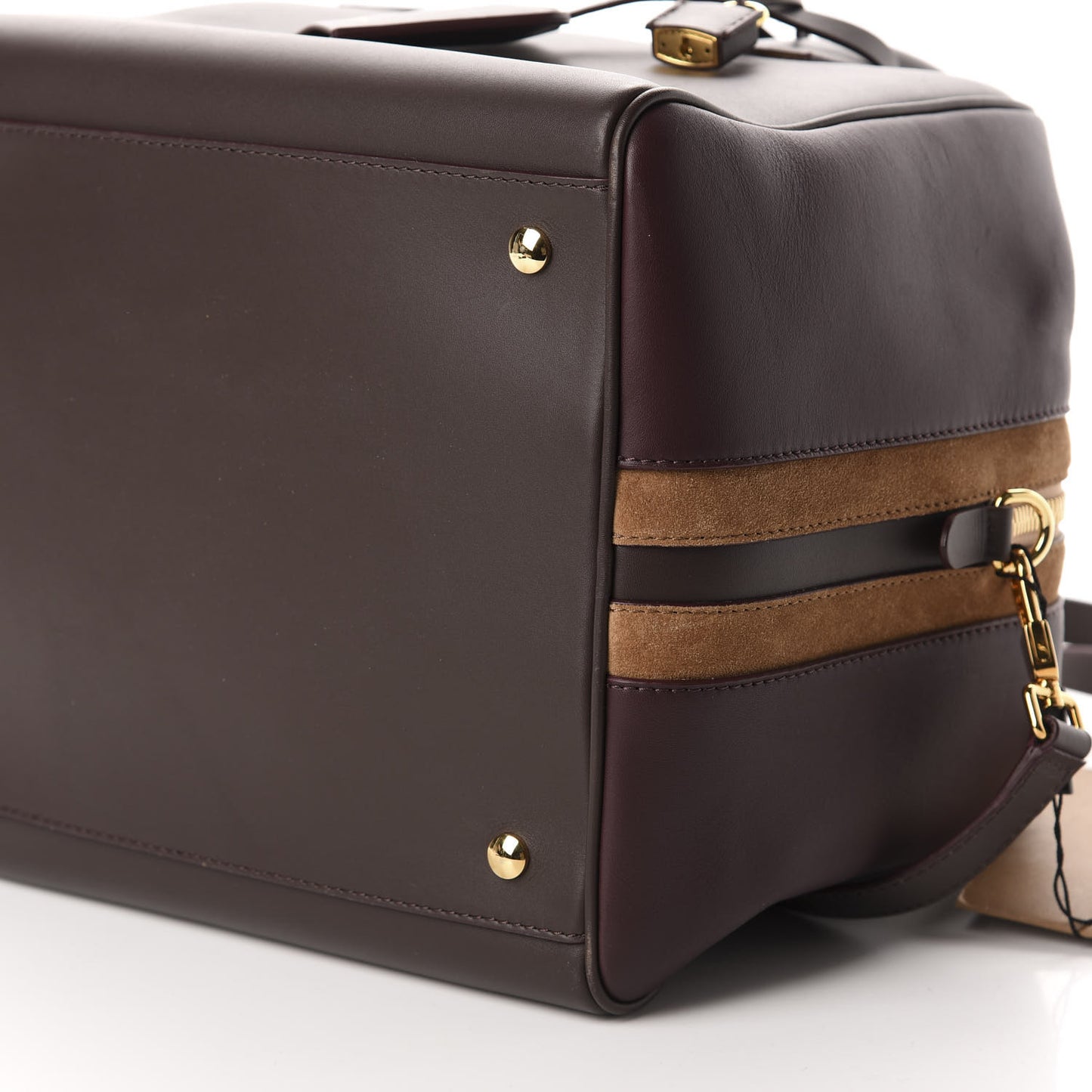 Smooth Calfskin Medium Cube Bowling Bag Mahogany