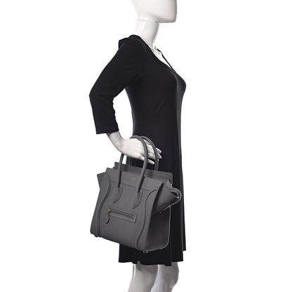 Celine Baby Drummed Calfskin Micro Luggage Kohl 2 of 10