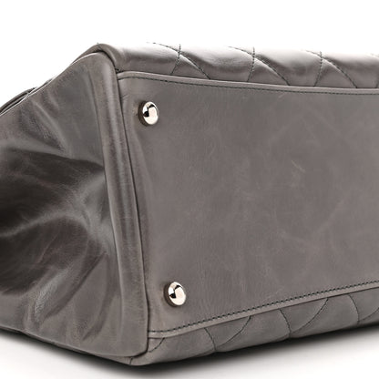 Chanel Glazed Calfskin Quilted Small CC Delivery Tote Grey 9 of 14