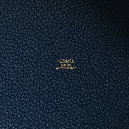 Hermes Taurillon Clemence Picotin Lock 22 MM Bleu Agate 6 of 11