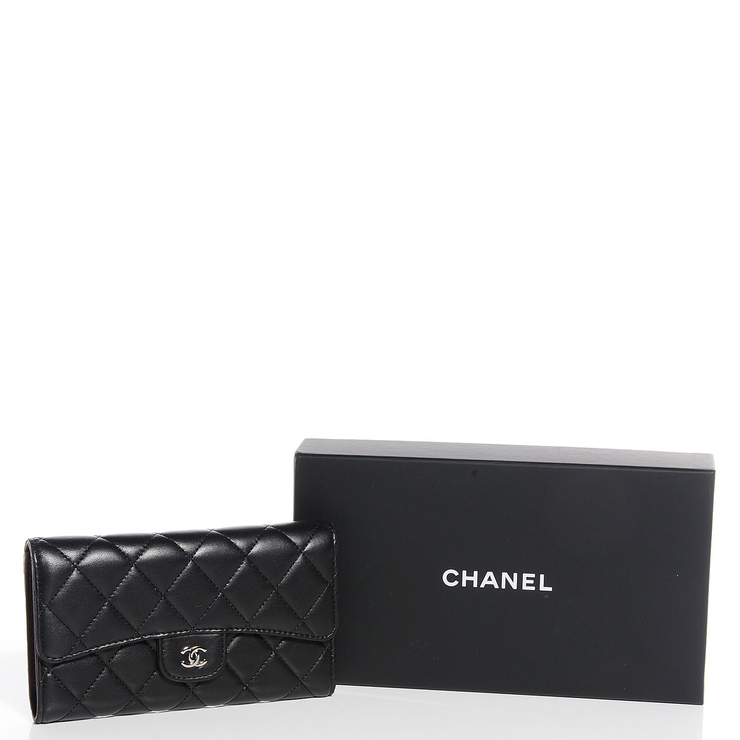 Chanel Lambskin Quilted Large Flap Wallet Black 8 of 8