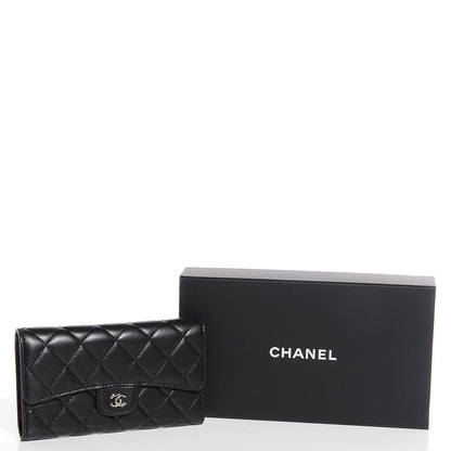 Chanel Lambskin Quilted Large Flap Wallet Black 8 of 8