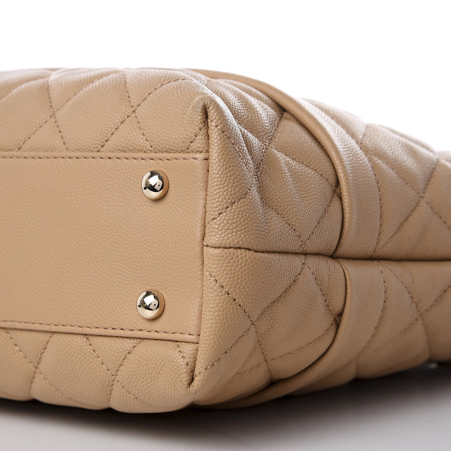 Caviar Quilted Rolled Up Tote Beige