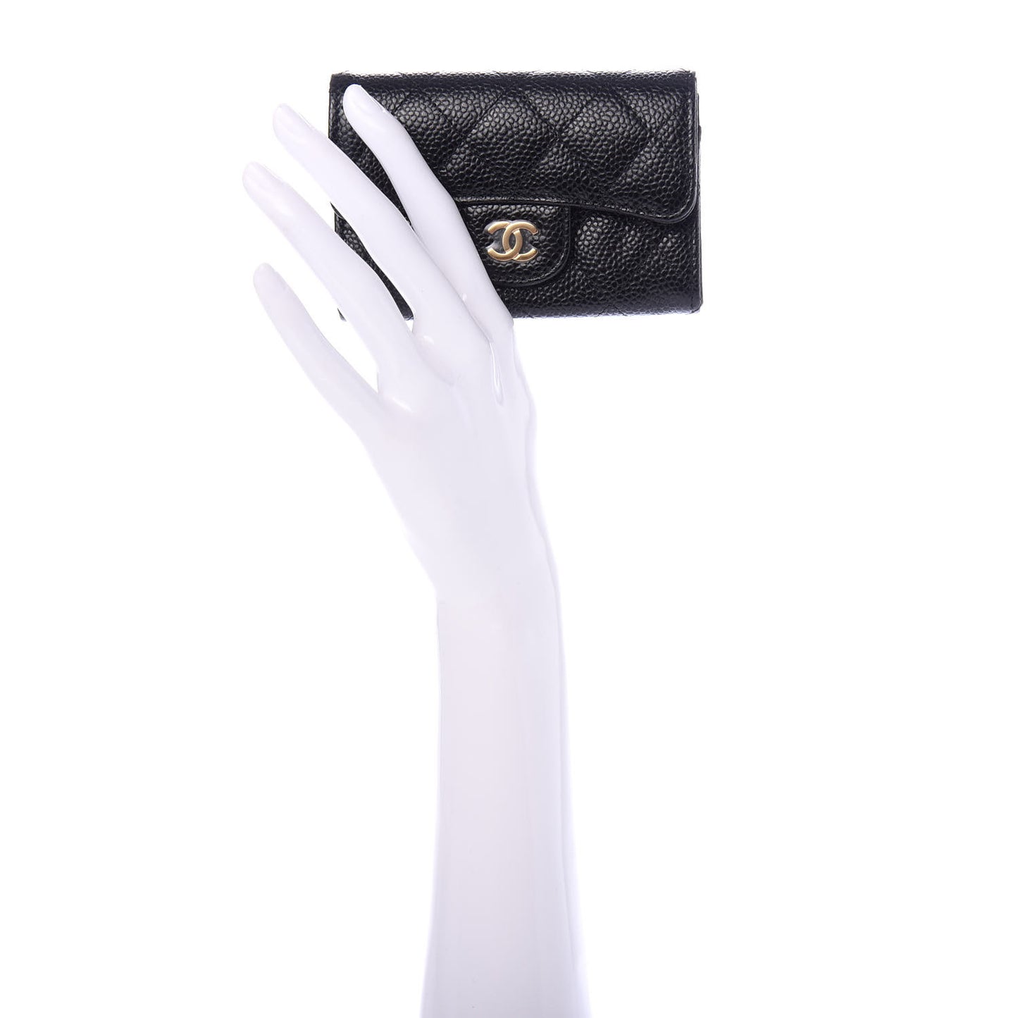 Caviar Quilted Flap Card Holder Black