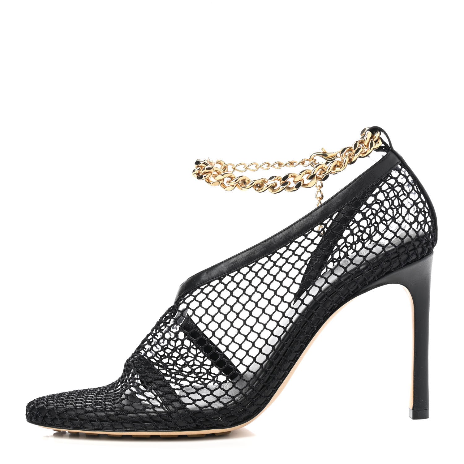 Bottega Veneta Mesh Nappa Chunky Chain Sandals 40.5 Black 1 of 7