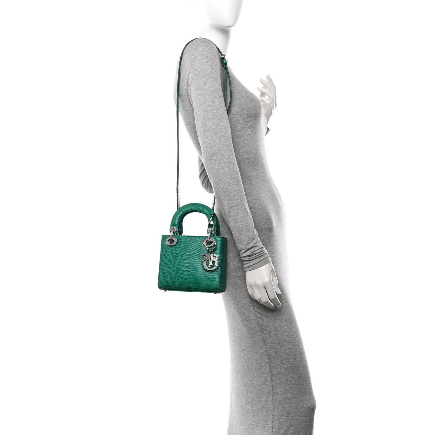 Lizard Swarovski Crystal Mini Lady Dior Green