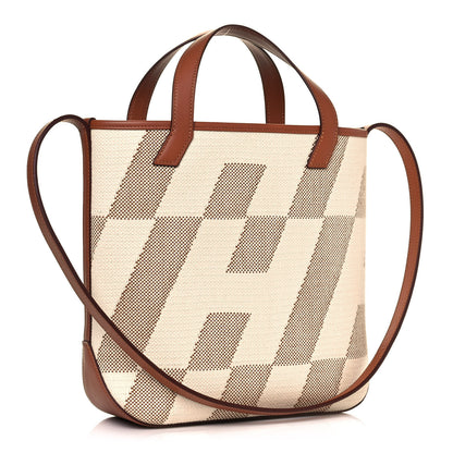 Hermes Swift Toile H Cabas H En Biais 27 Ecru Naturel Gold 3 of 9
