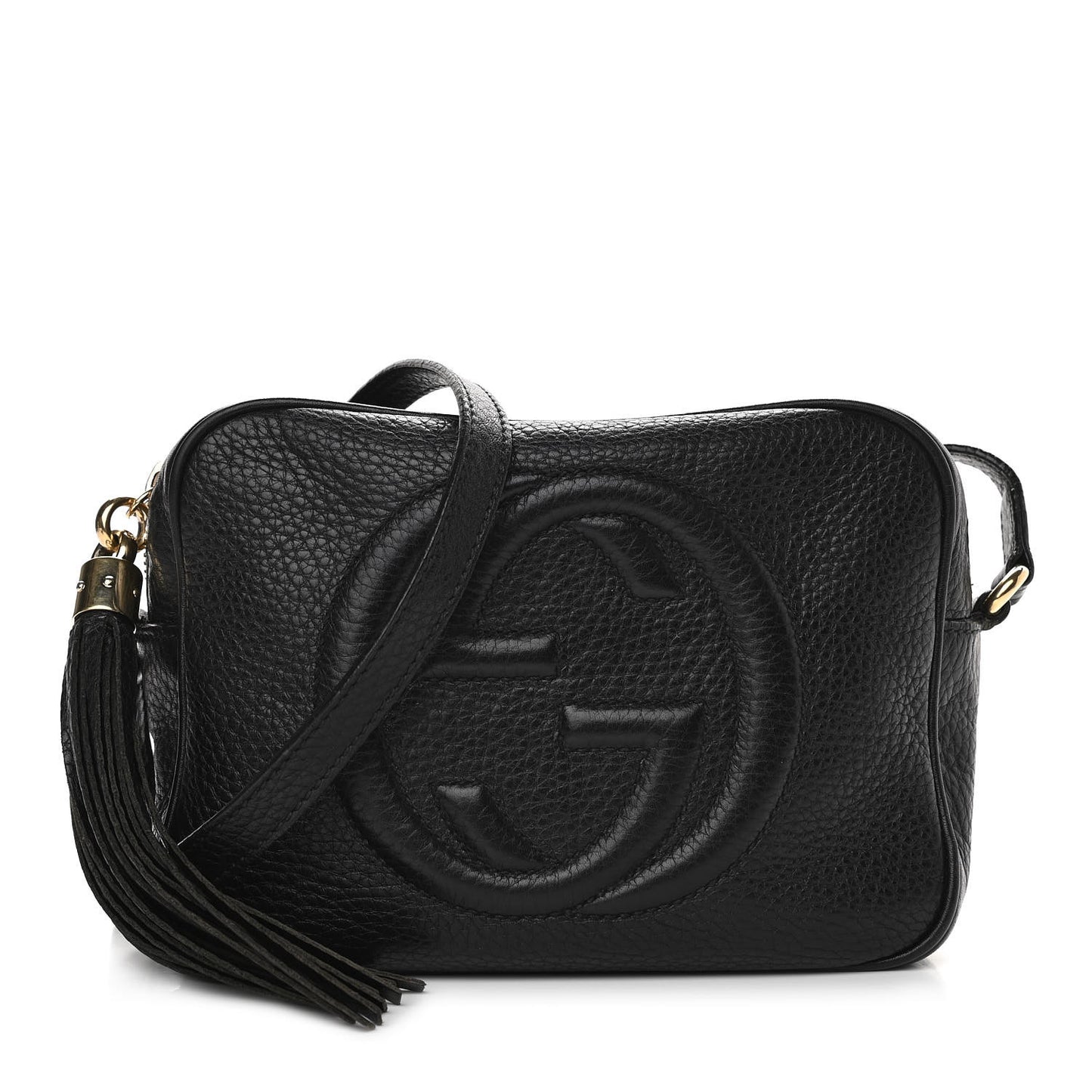 Pebbled Calfskin Small Soho Disco Bag Black