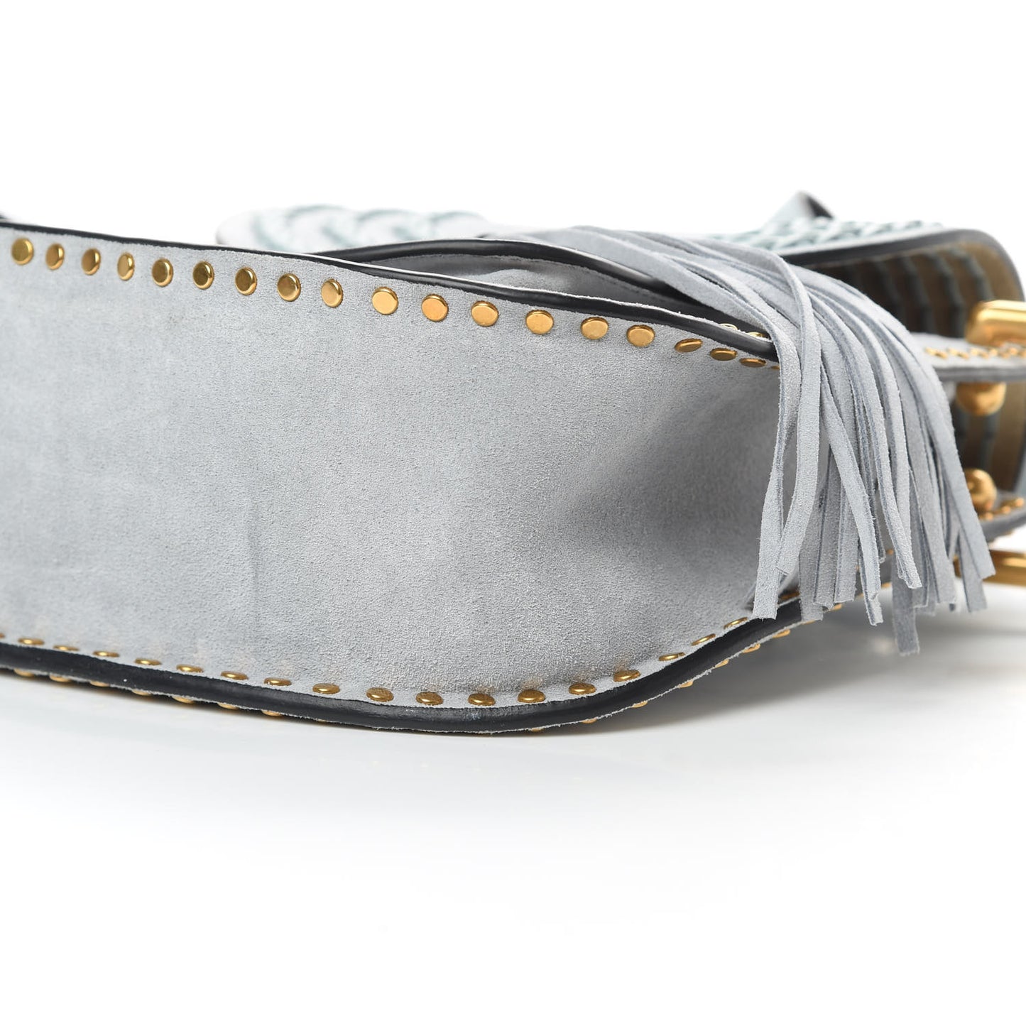 Suede Calfskin Braided Small Hudson Shoulder Bag Fresh Blue