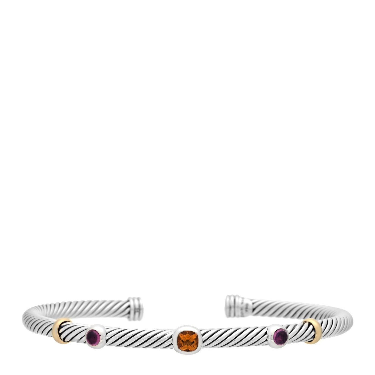Sterling Silver 18K Gold Citrine Pink Tourmaline 4mm Renaissance Station Bracelet