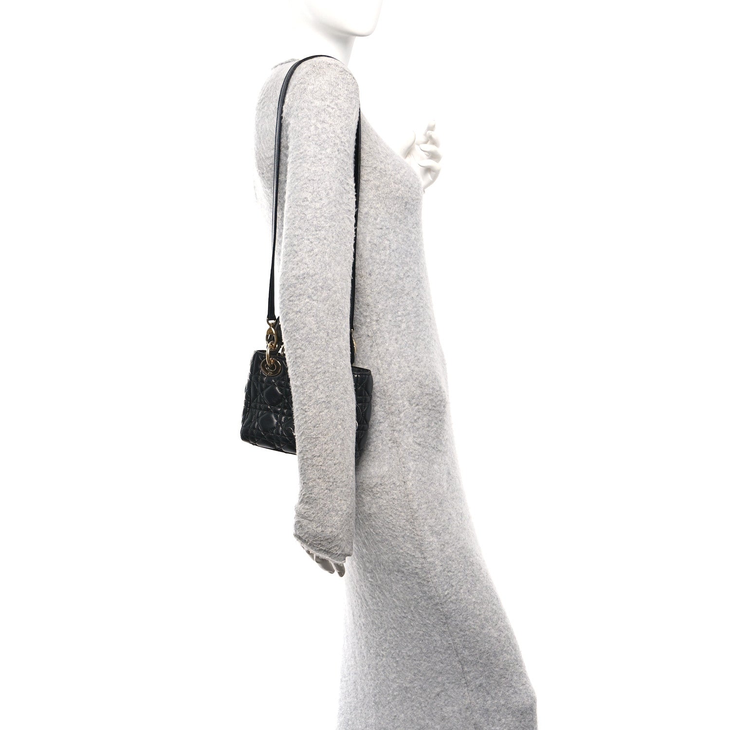 Christian Dior Lambskin Cannage Mini Lady Dior Black 2 of 13