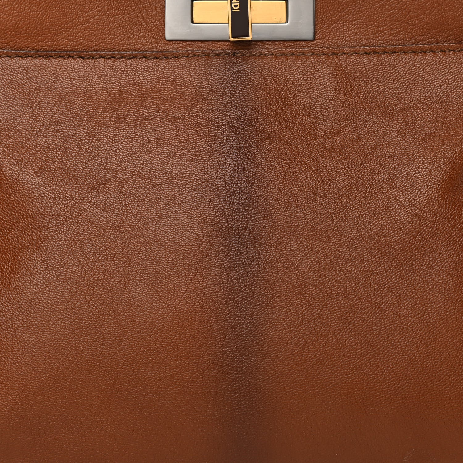 Fendi Goatskin Zucca Medium Peekaboo Iconic Satchel Cuoio Tobacco Moro 8 of 12