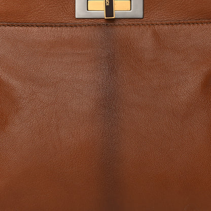 Fendi Goatskin Zucca Medium Peekaboo Iconic Satchel Cuoio Tobacco Moro 8 of 12